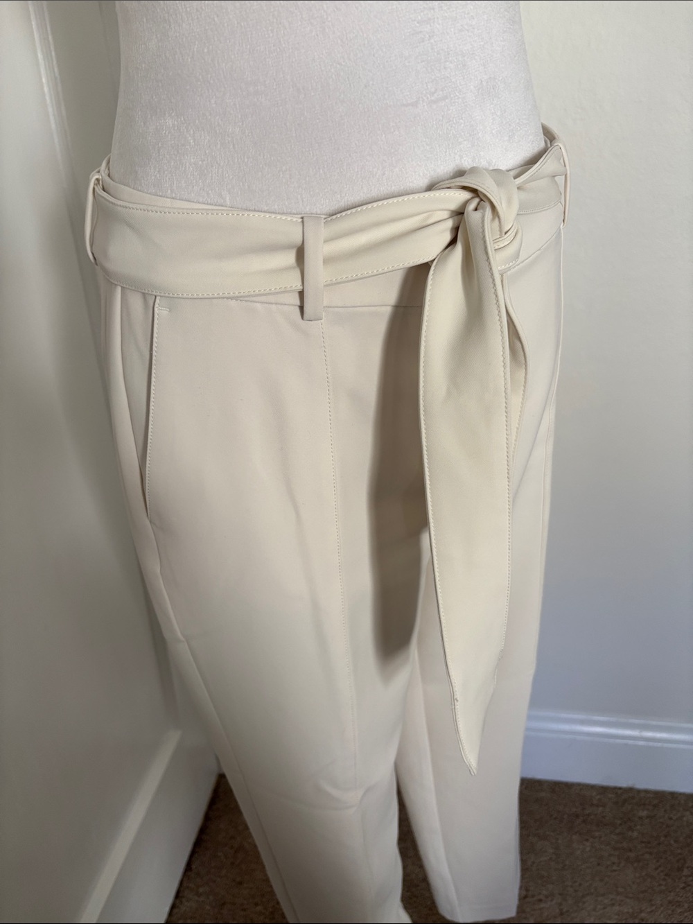 Ann Taylor Tie Waist Ankle Pants in Winter White - Size 4 - Picture 2 of 8